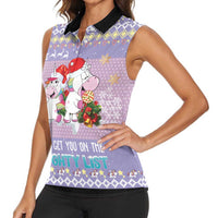 Unicorn Naughty List Women Sleeveless Polo Shirt Christmas Funny - Wonder Print Shop