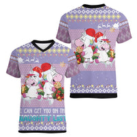 Unicorn Naughty List Women V-Neck T-Shirt Christmas Funny - Wonder Print Shop