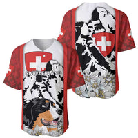 Switzerland Bernese Mountain Dog Baseball Jersey Edelweiss Coat Of Arms