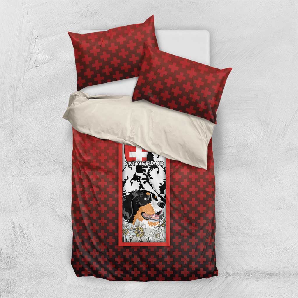 Switzerland Bernese Mountain Dog Bedding Set Edelweiss Coat Of Arms
