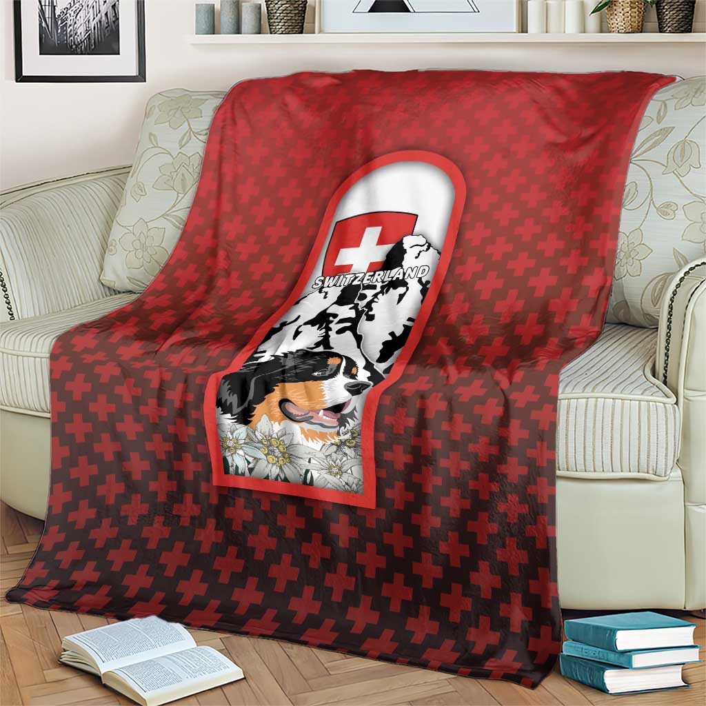 Switzerland Bernese Mountain Dog Blanket Edelweiss Coat Of Arms
