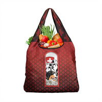 Switzerland Bernese Mountain Dog Grocery Bag Edelweiss Coat Of Arms