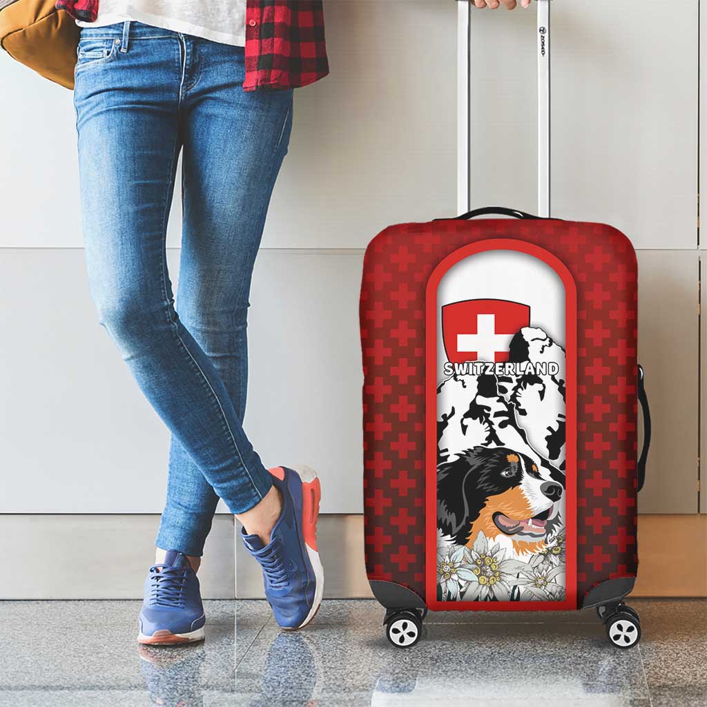 Switzerland Bernese Mountain Dog Luggage Cover Edelweiss Coat Of Arms