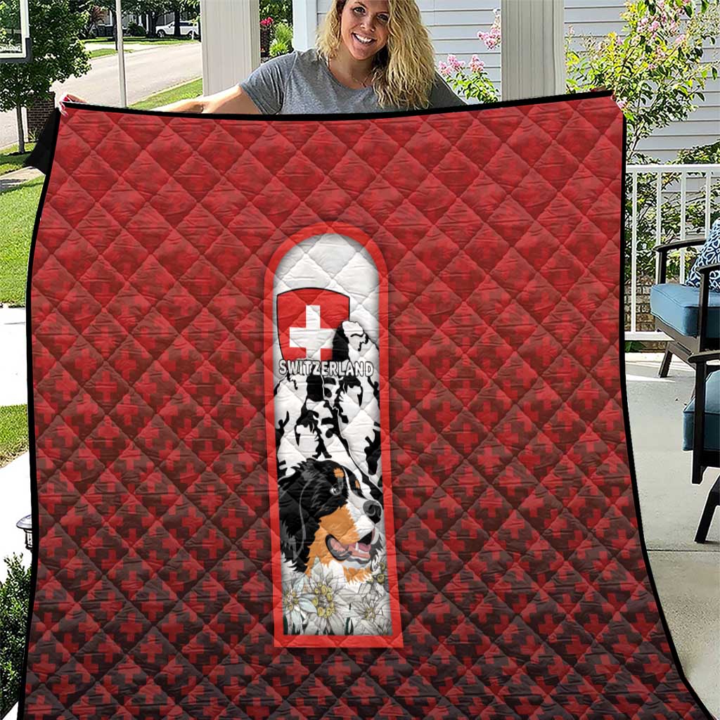 Switzerland Bernese Mountain Dog Quilt Edelweiss Coat Of Arms