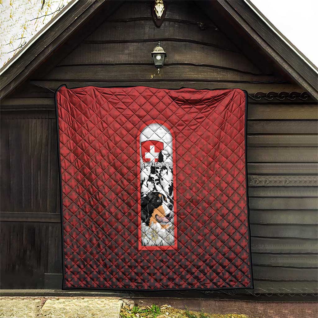 Switzerland Bernese Mountain Dog Quilt Edelweiss Coat Of Arms