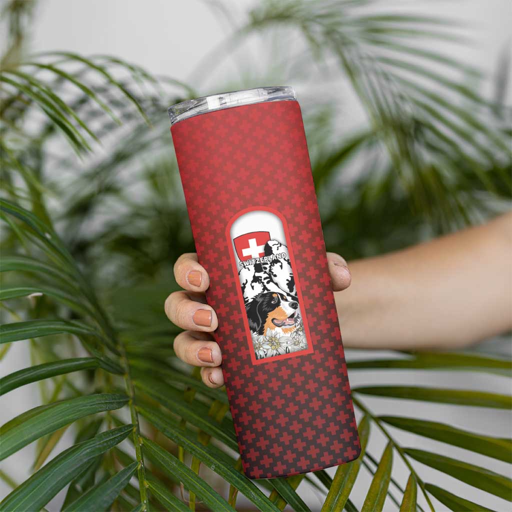 Switzerland Bernese Mountain Dog Skinny Tumbler Edelweiss Coat Of Arms