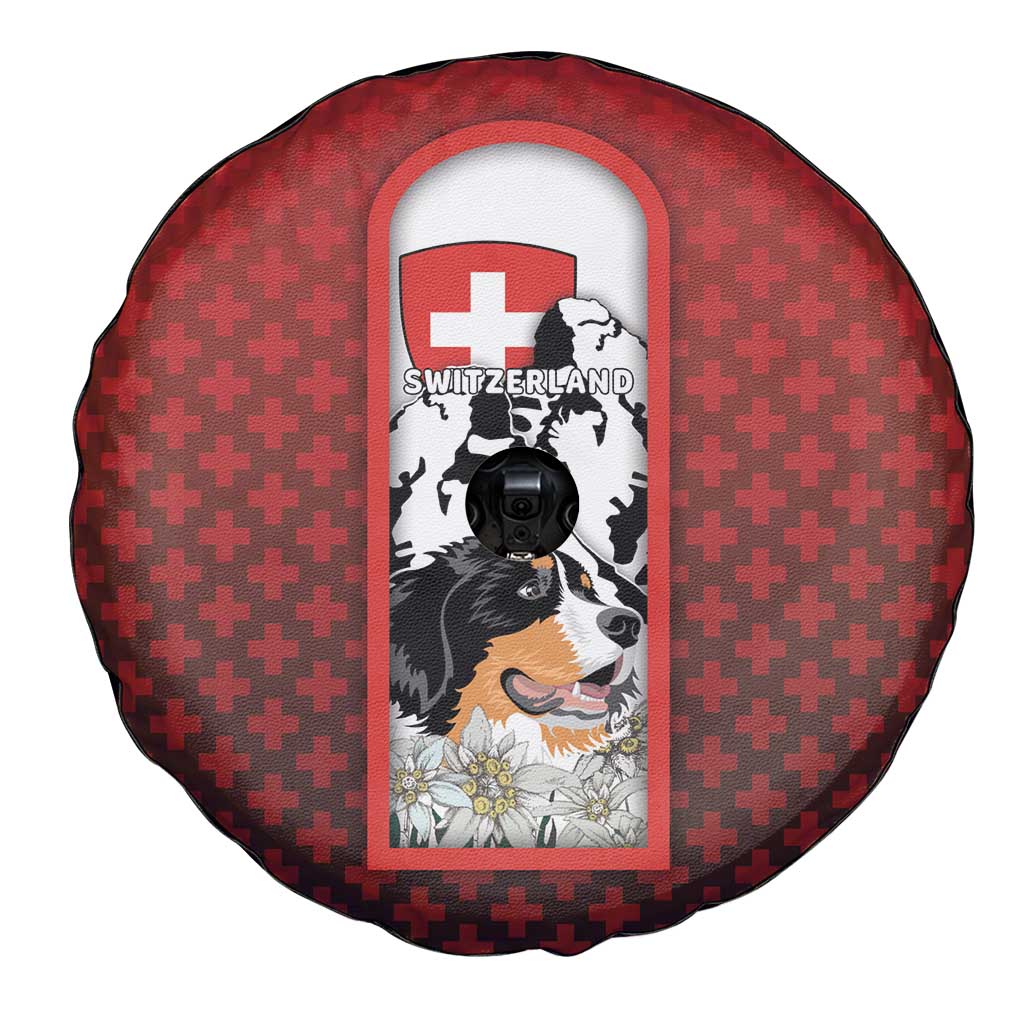 Switzerland Bernese Mountain Dog Spare Tire Cover Edelweiss Coat Of Arms