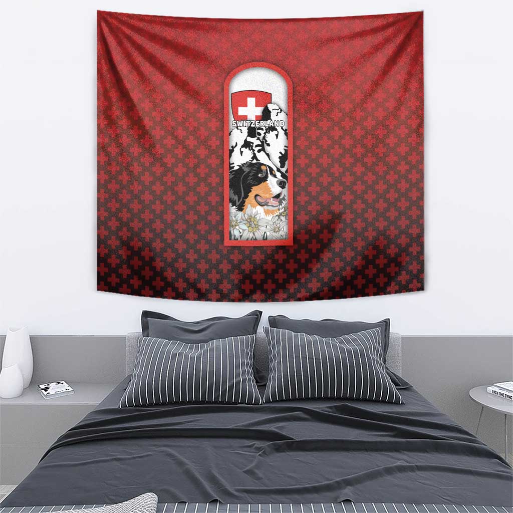 Switzerland Bernese Mountain Dog Tapestry Edelweiss Coat Of Arms
