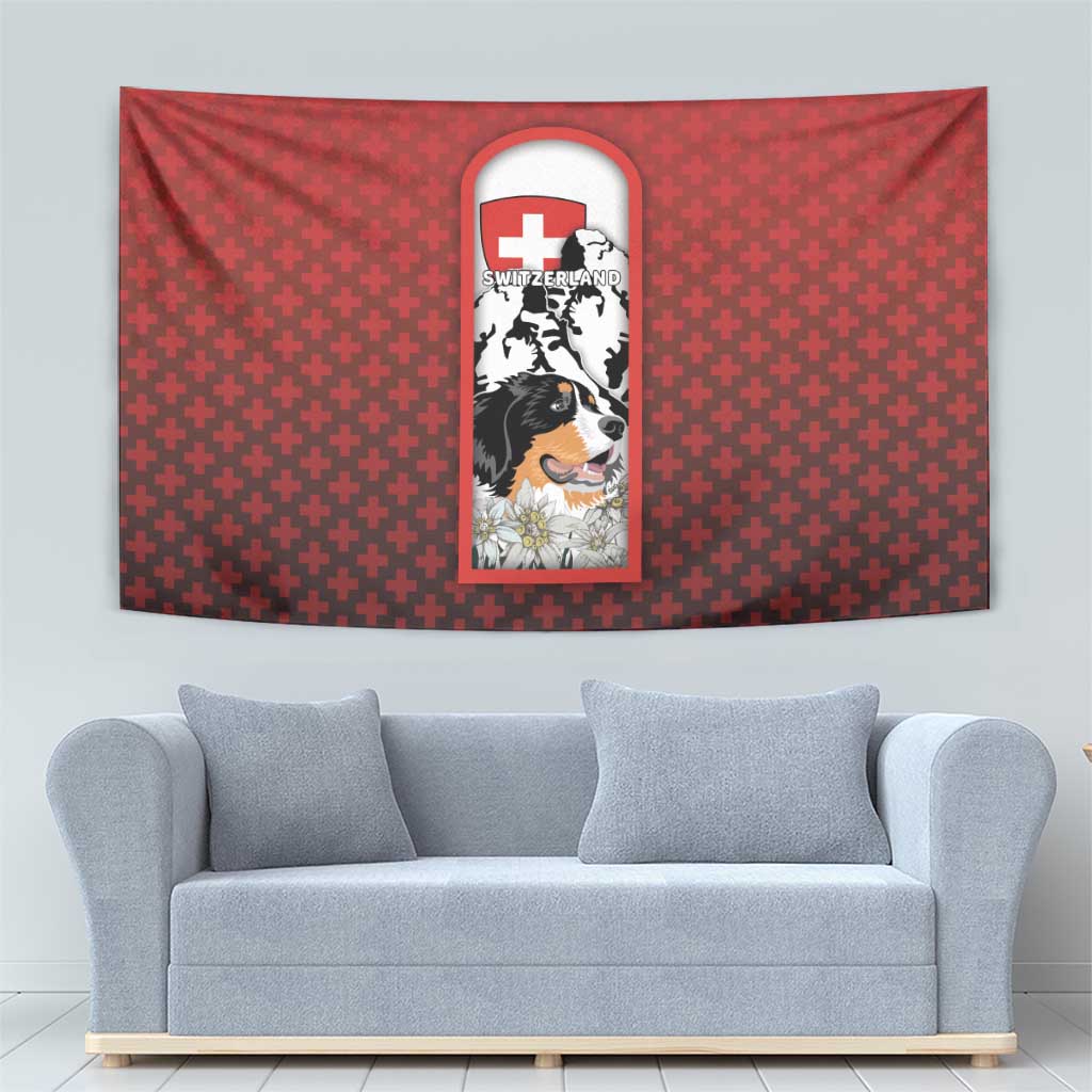 Switzerland Bernese Mountain Dog Tapestry Edelweiss Coat Of Arms