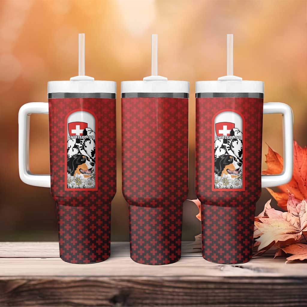 Switzerland Bernese Mountain Dog Tumbler With Handle Edelweiss Coat Of Arms