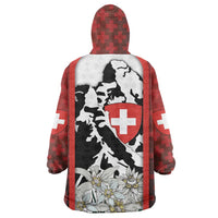 Switzerland Bernese Mountain Dog Wearable Blanket Hoodie Edelweiss Coat Of Arms