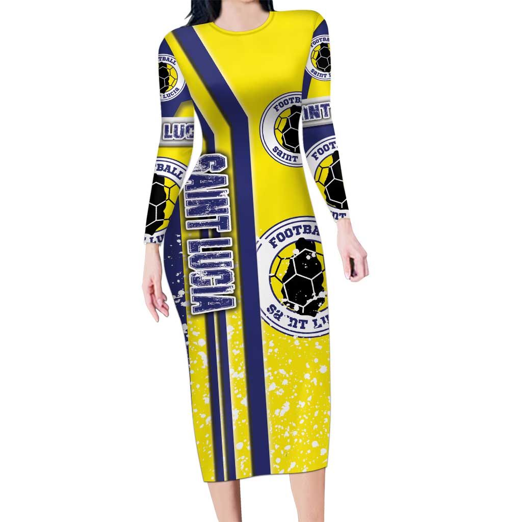 Saint Lucia Football Family Matching Long Sleeve Bodycon Dress and Hawaiian Shirt Piton Boyz Soccer - Road To Champion