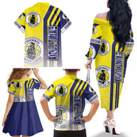 Saint Lucia Football Family Matching Off The Shoulder Long Sleeve Dress and Hawaiian Shirt Piton Boyz Soccer - Road To Champion