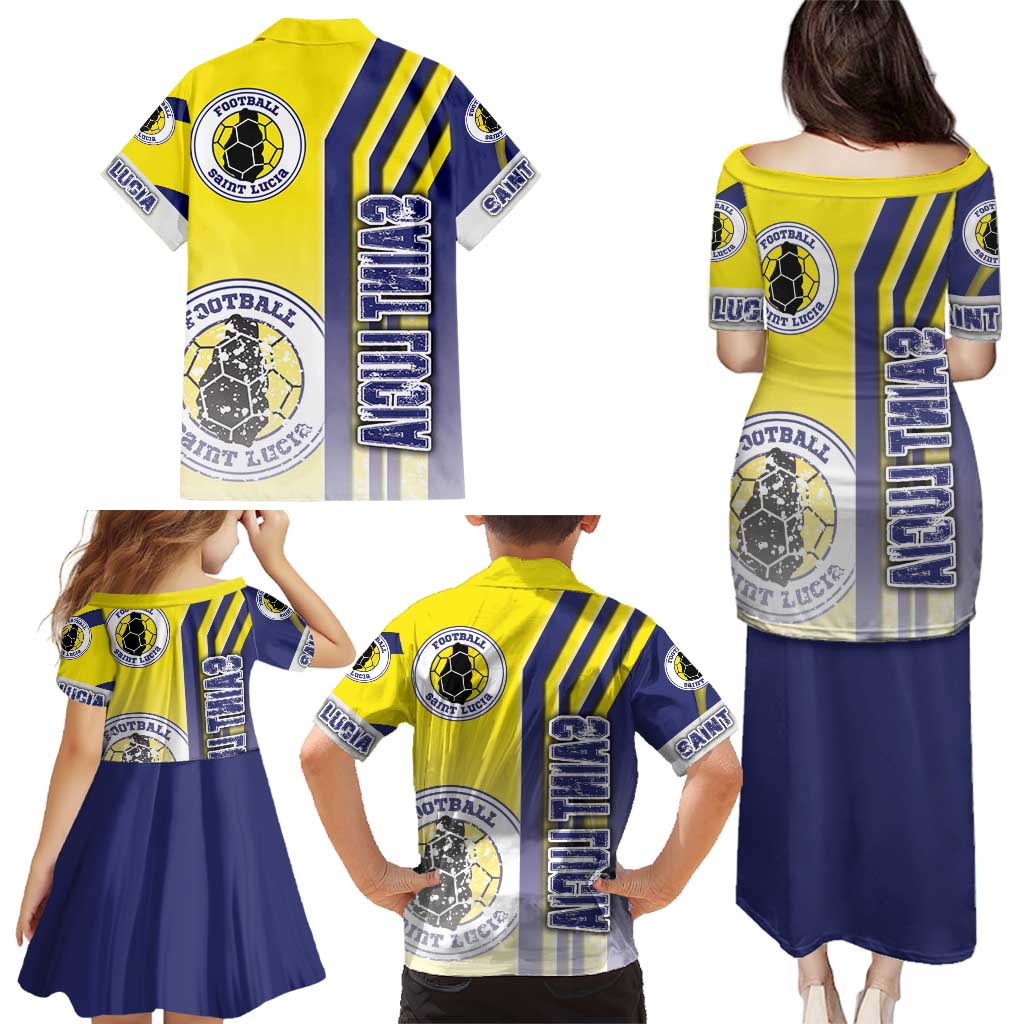 Saint Lucia Football Family Matching Puletasi and Hawaiian Shirt Piton Boyz Soccer - Road To Champion