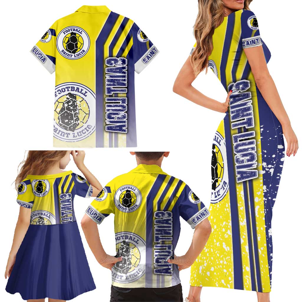 Saint Lucia Football Family Matching Short Sleeve Bodycon Dress and Hawaiian Shirt Piton Boyz Soccer - Road To Champion