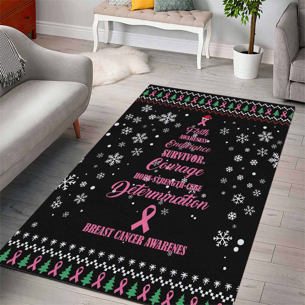 Christmas Tree Breast Cancer Area Rug Survivor - Wonder Print Shop