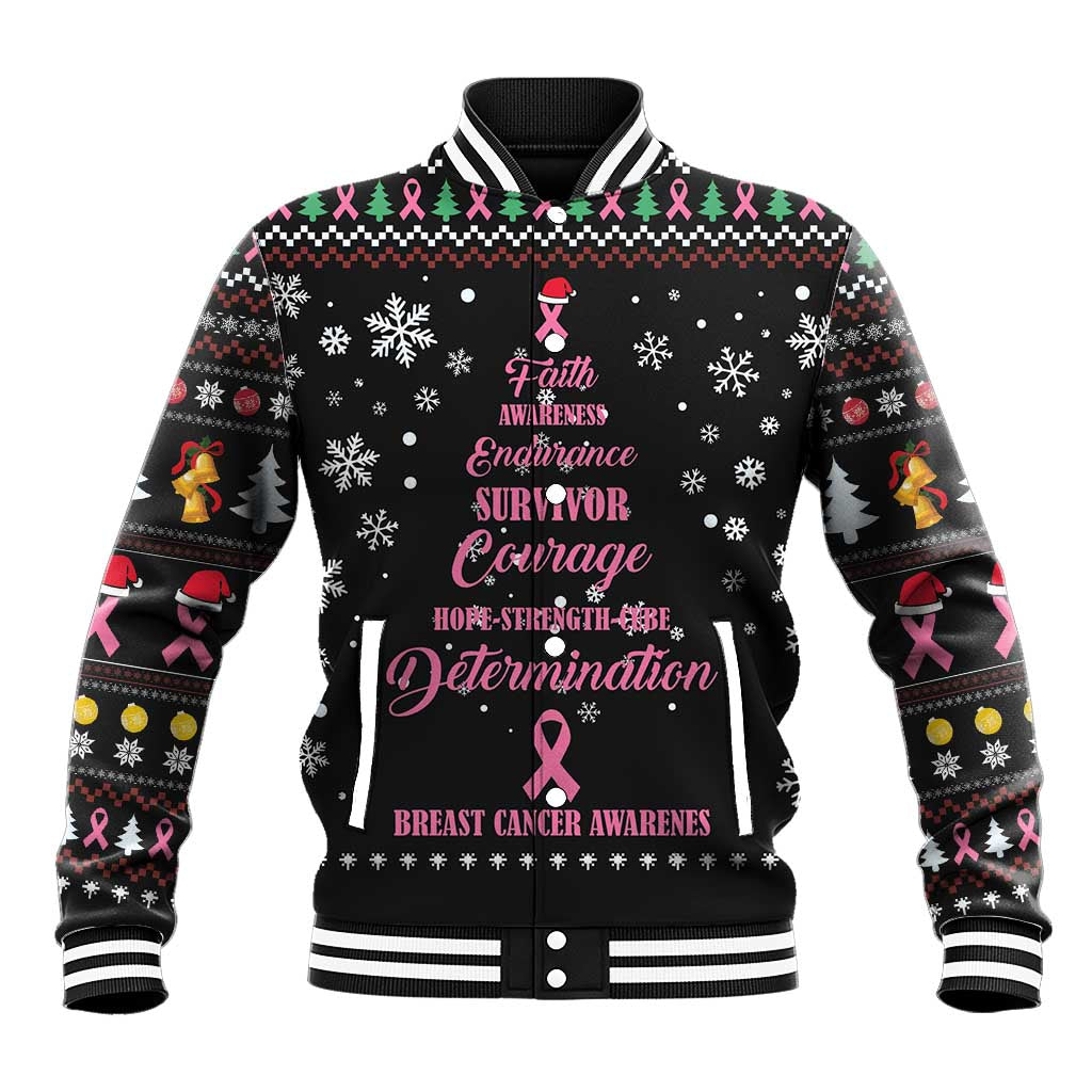 Christmas Tree Breast Cancer Baseball Jacket Survivor - Wonder Print Shop