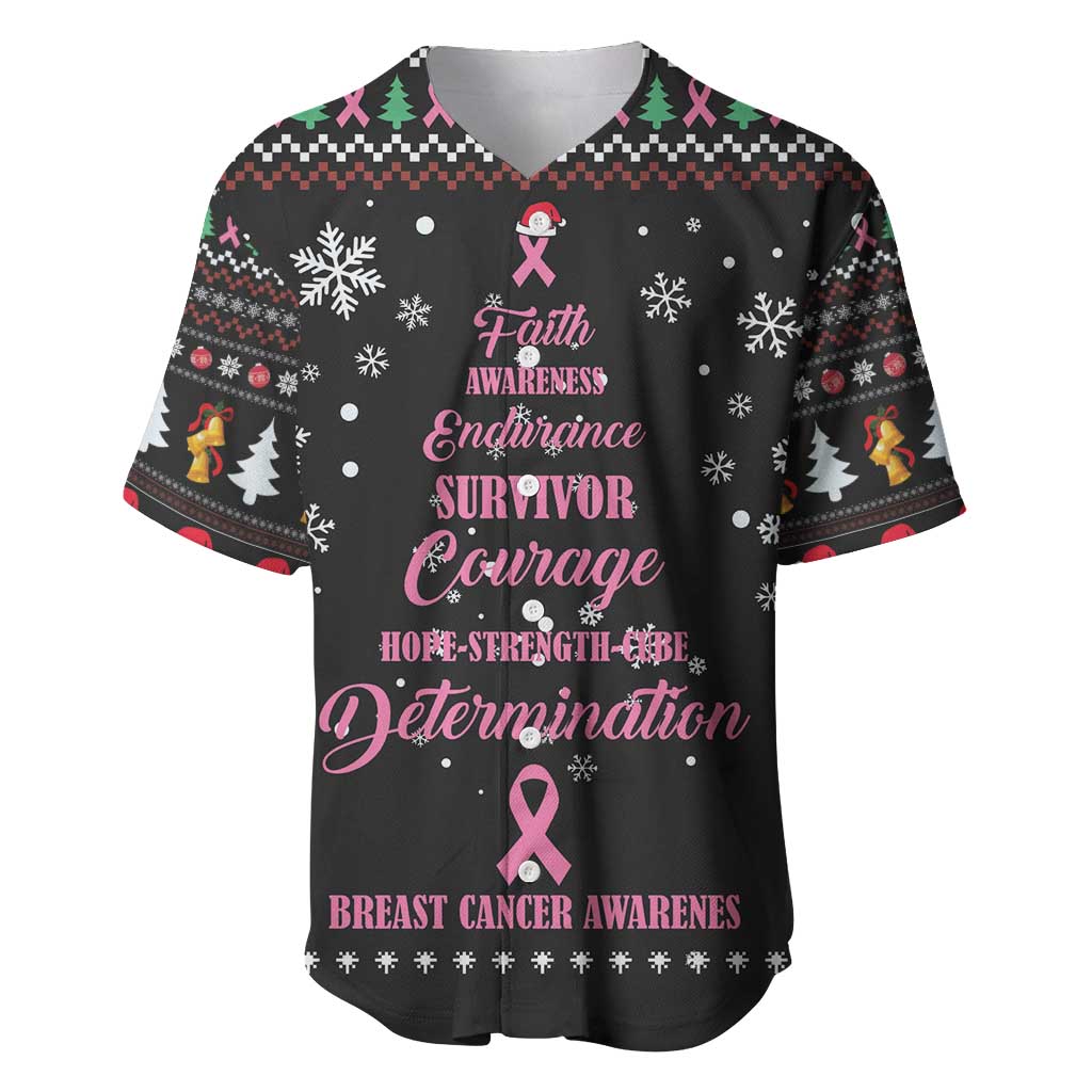 Christmas Tree Breast Cancer Baseball Jersey Survivor - Wonder Print Shop