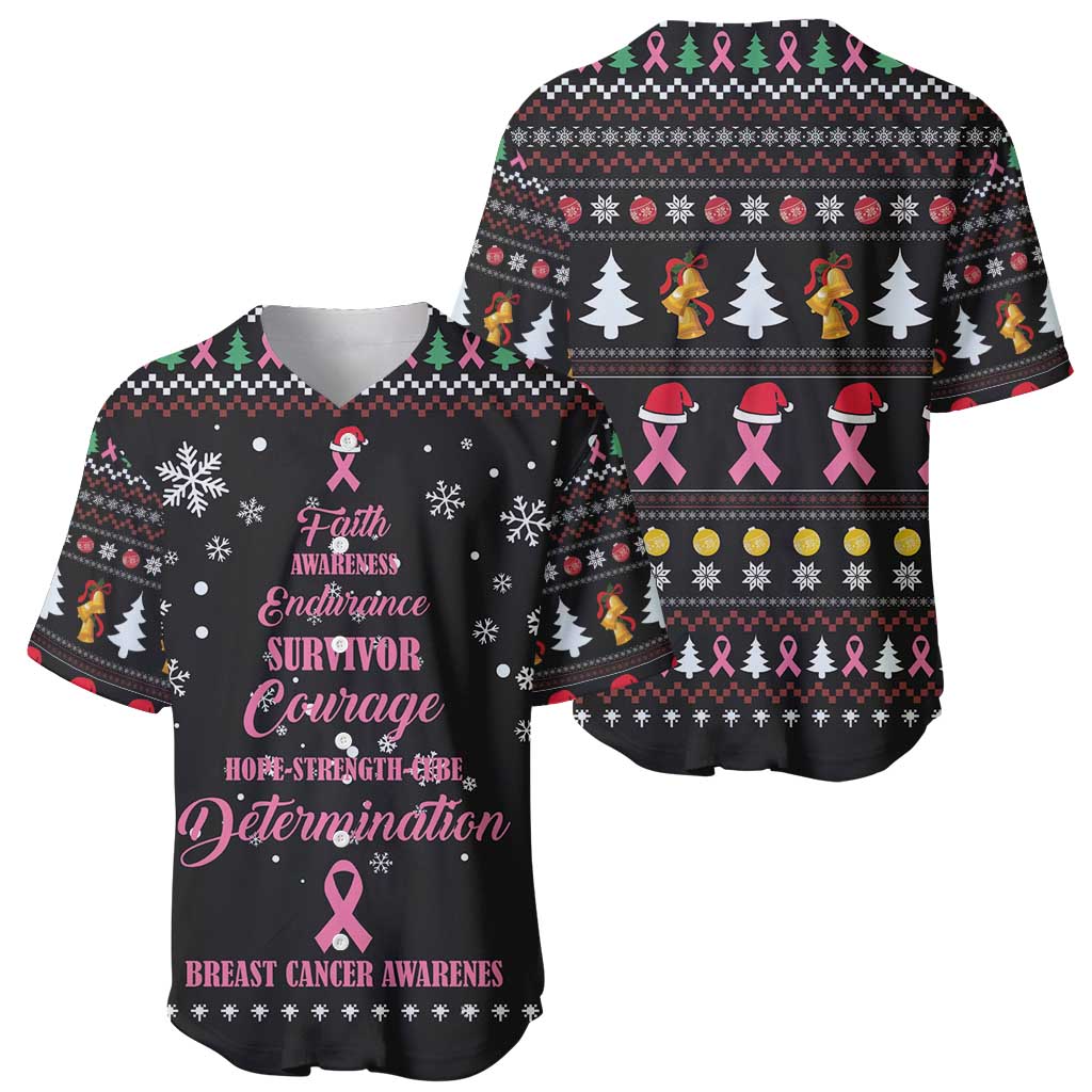 Christmas Tree Breast Cancer Baseball Jersey Survivor - Wonder Print Shop