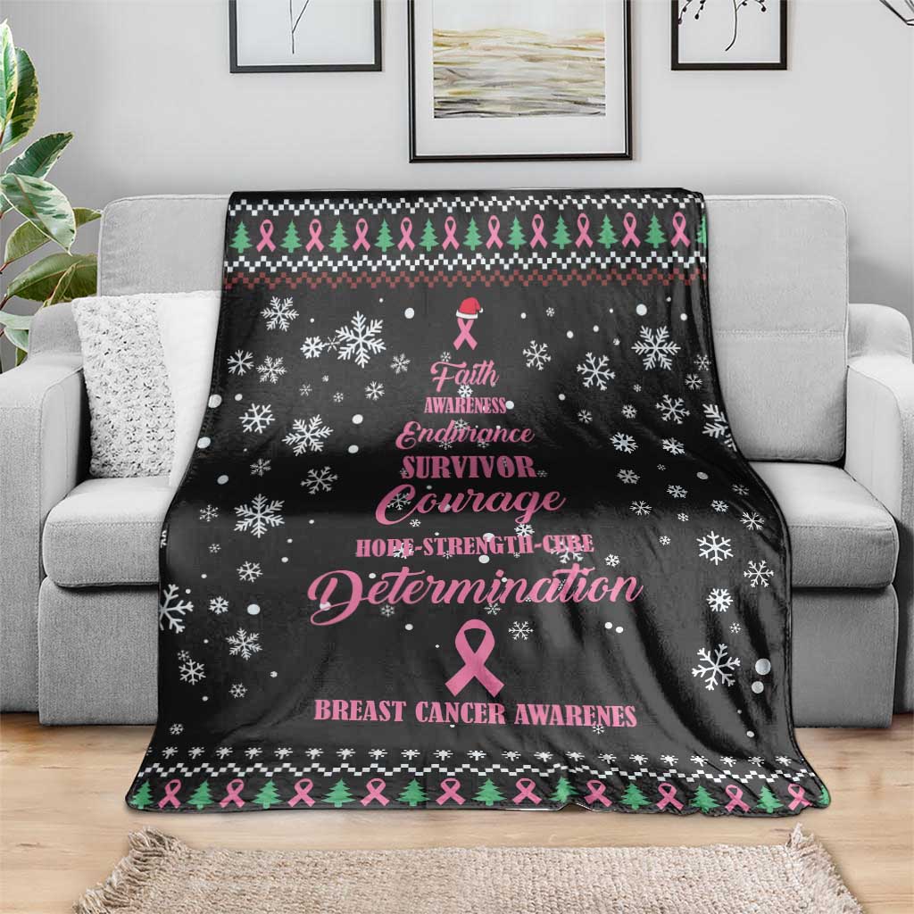 Christmas Tree Breast Cancer Blanket Survivor