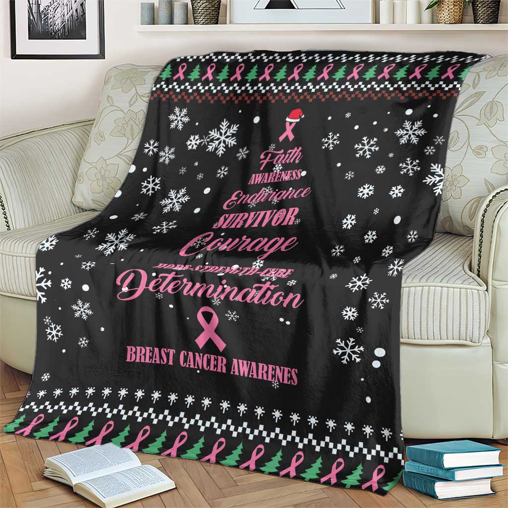 Christmas Tree Breast Cancer Blanket Survivor