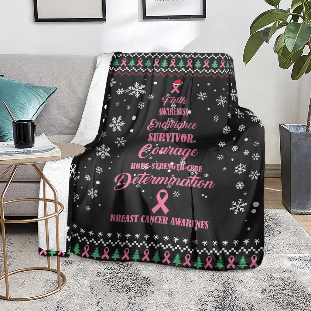 Christmas Tree Breast Cancer Blanket Survivor