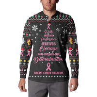 Christmas Tree Breast Cancer Button Sweatshirt Survivor - Wonder Print Shop