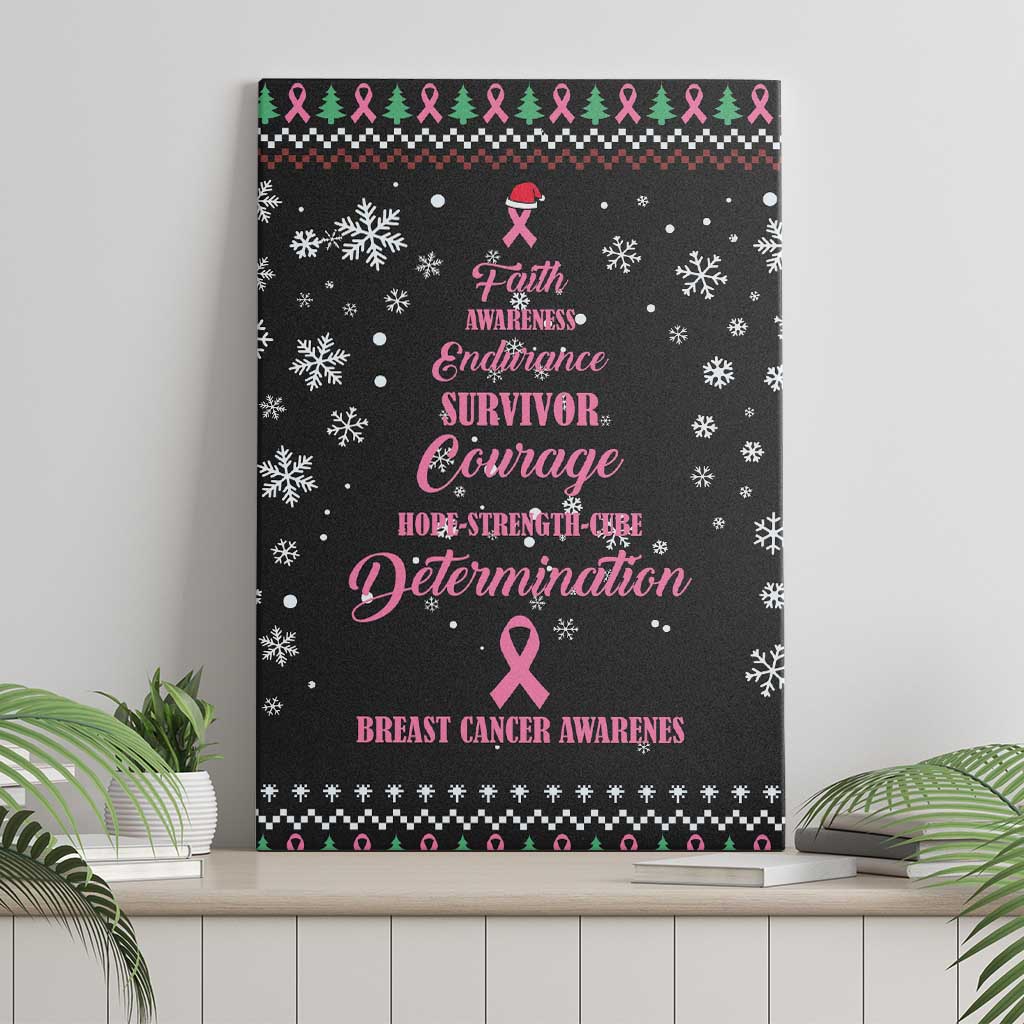 Christmas Tree Breast Cancer Canvas Wall Art Survivor - Wonder Print Shop