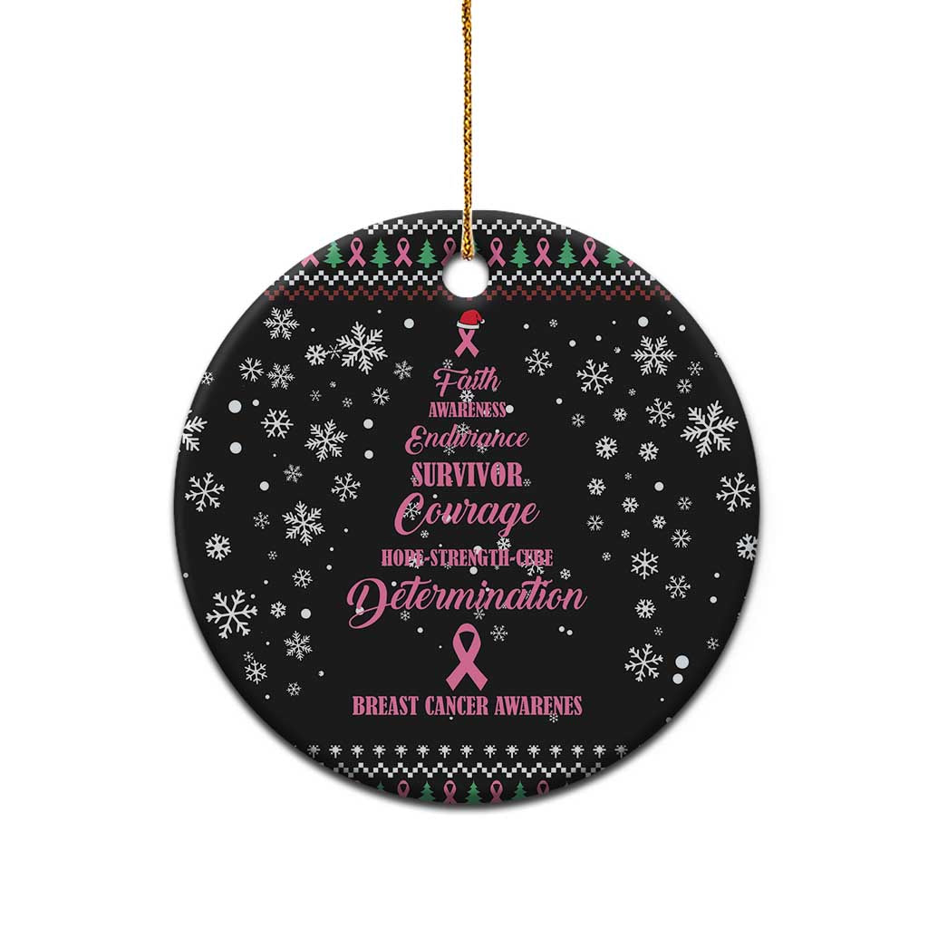 Christmas Tree Breast Cancer Ceramic Ornament Survivor - Wonder Print Shop