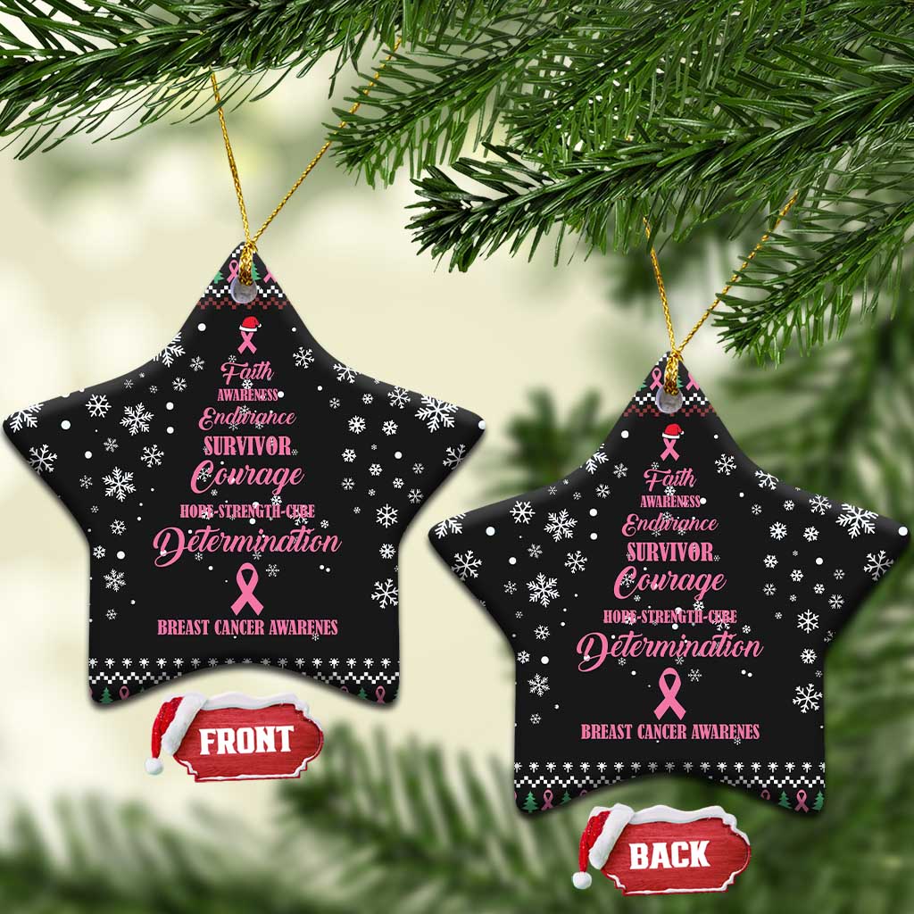 Christmas Tree Breast Cancer Ceramic Ornament Survivor - Wonder Print Shop