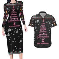Christmas Tree Breast Cancer Couples Matching Long Sleeve Bodycon Dress and Hawaiian Shirt Survivor - Wonder Print Shop