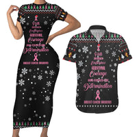 Christmas Tree Breast Cancer Couples Matching Short Sleeve Bodycon Dress and Hawaiian Shirt Survivor - Wonder Print Shop