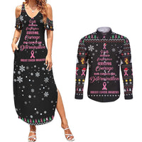 Christmas Tree Breast Cancer Couples Matching Summer Maxi Dress and Long Sleeve Button Shirt Survivor - Wonder Print Shop