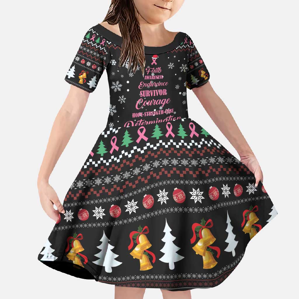 Christmas Tree Breast Cancer Family Matching Long Sleeve Bodycon Dress and Hawaiian Shirt Survivor - Wonder Print Shop