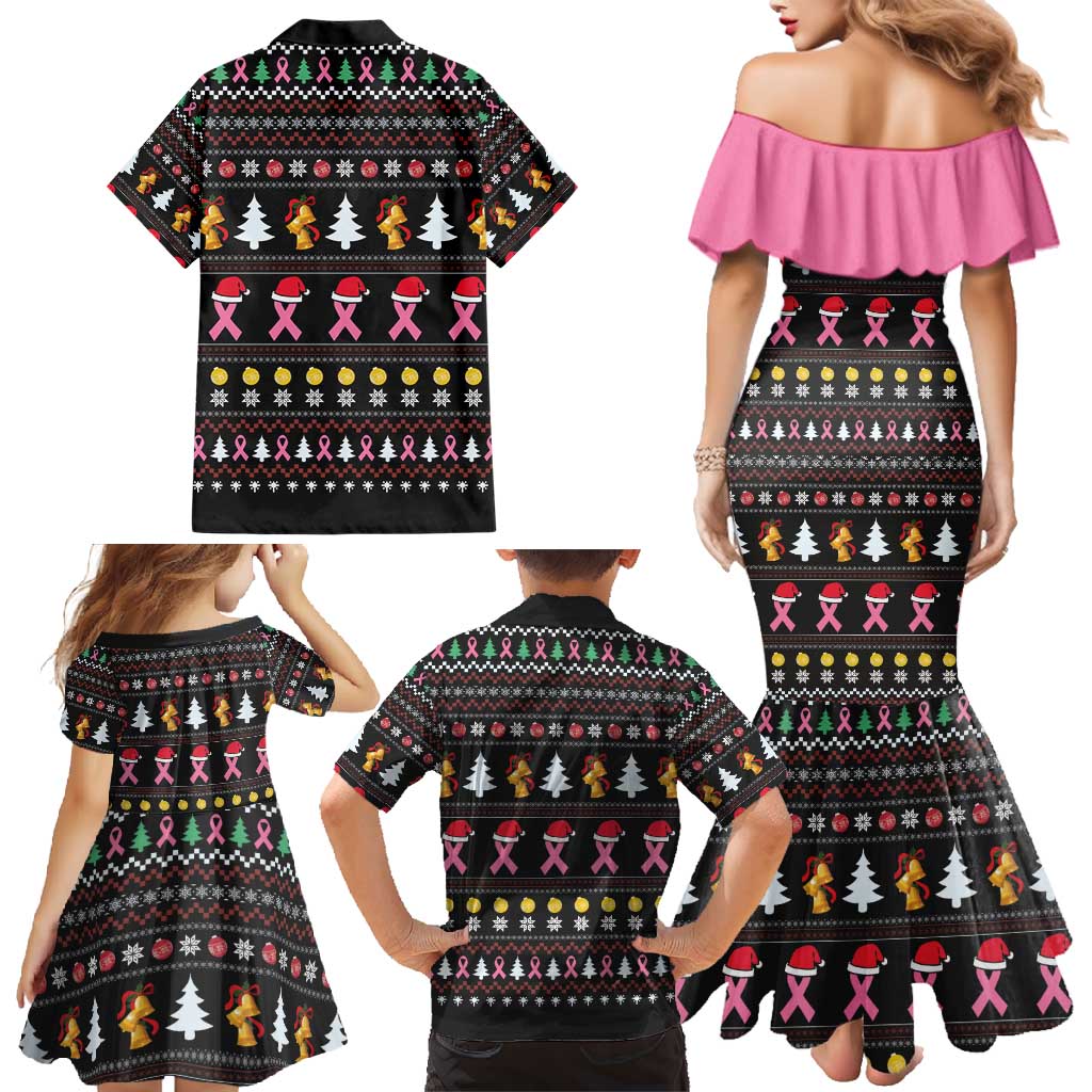 Christmas Tree Breast Cancer Family Matching Mermaid Dress and Hawaiian Shirt Survivor - Wonder Print Shop