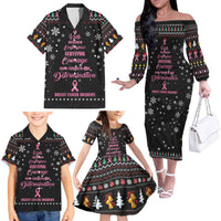 Christmas Tree Breast Cancer Family Matching Off The Shoulder Long Sleeve Dress and Hawaiian Shirt Survivor - Wonder Print Shop