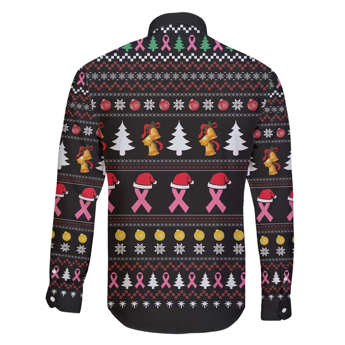 Christmas Tree Breast Cancer Family Matching Off The Shoulder Long Sleeve Dress and Hawaiian Shirt Survivor - Wonder Print Shop