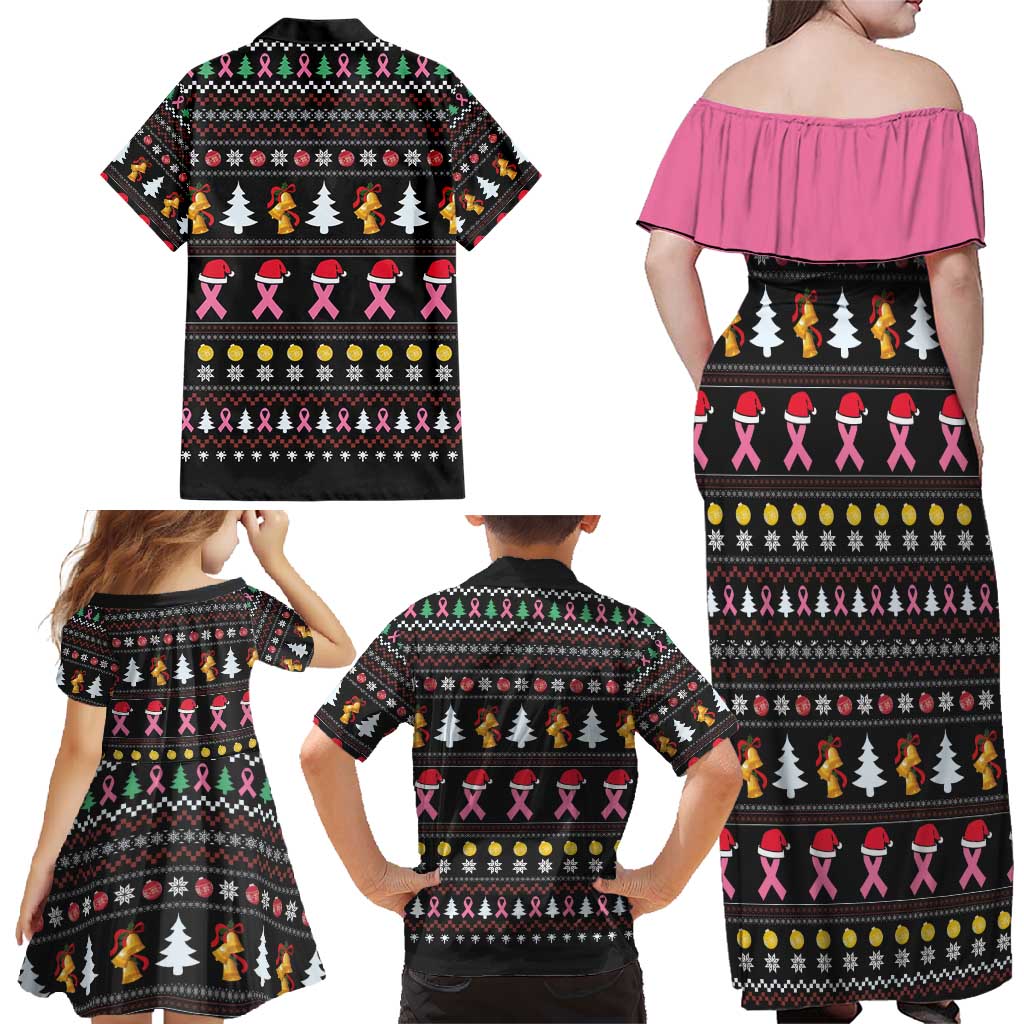 Christmas Tree Breast Cancer Family Matching Off Shoulder Maxi Dress and Hawaiian Shirt Survivor - Wonder Print Shop