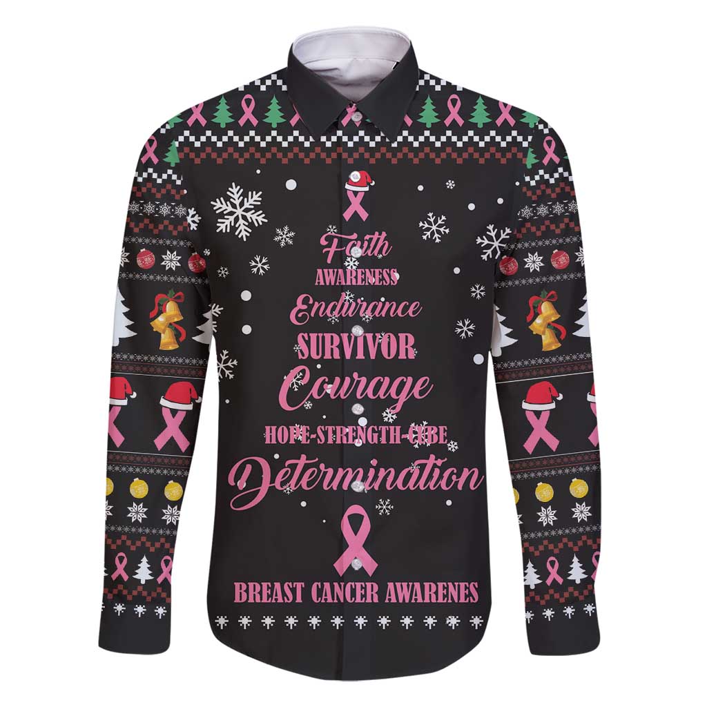 Christmas Tree Breast Cancer Family Matching Off Shoulder Maxi Dress and Hawaiian Shirt Survivor - Wonder Print Shop