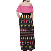 Christmas Tree Breast Cancer Family Matching Off Shoulder Maxi Dress and Hawaiian Shirt Survivor - Wonder Print Shop