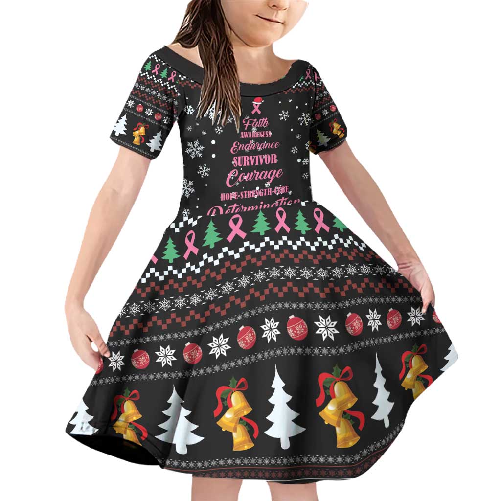 Christmas Tree Breast Cancer Family Matching Off Shoulder Short Dress and Hawaiian Shirt Survivor - Wonder Print Shop