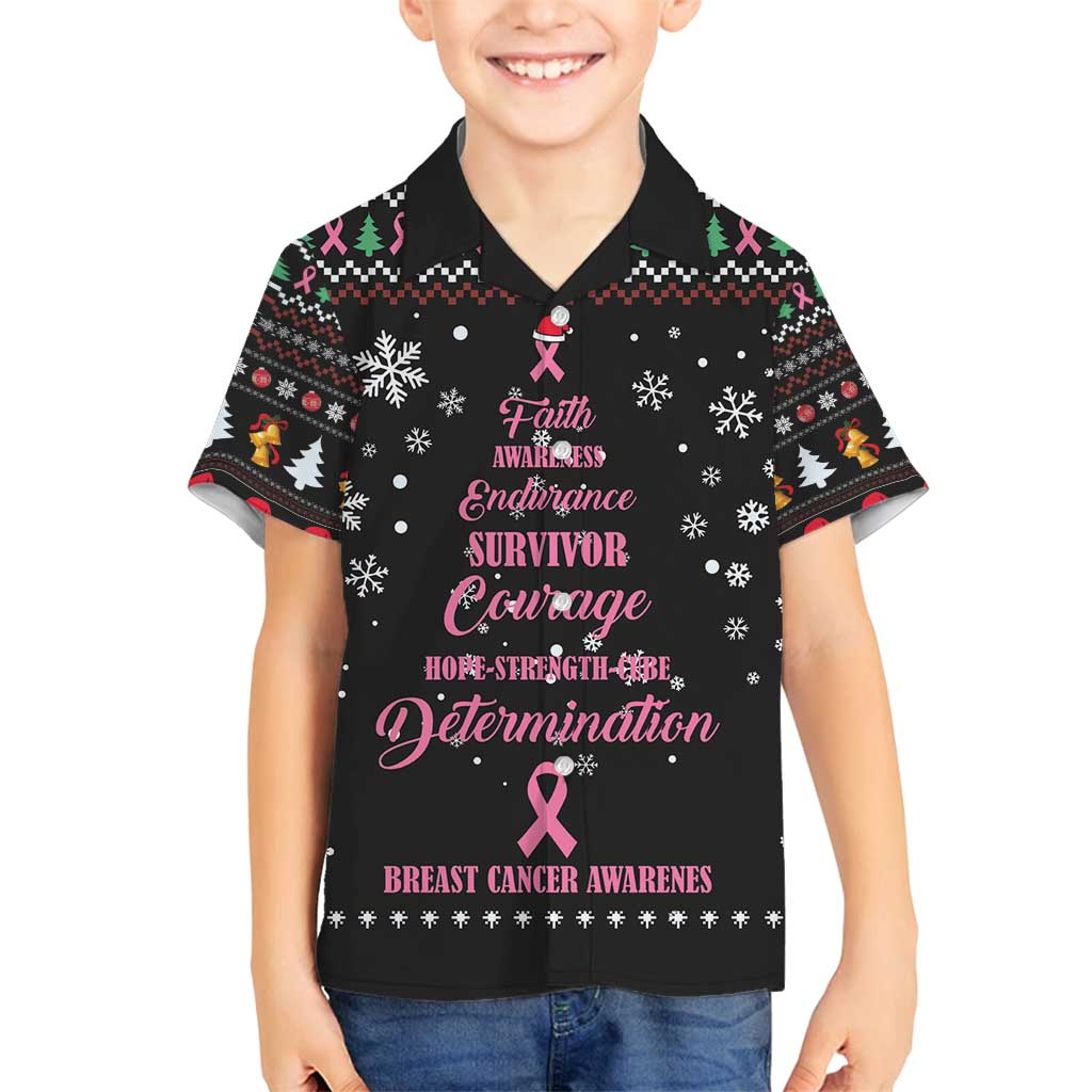 Christmas Tree Breast Cancer Family Matching Off Shoulder Short Dress and Hawaiian Shirt Survivor - Wonder Print Shop