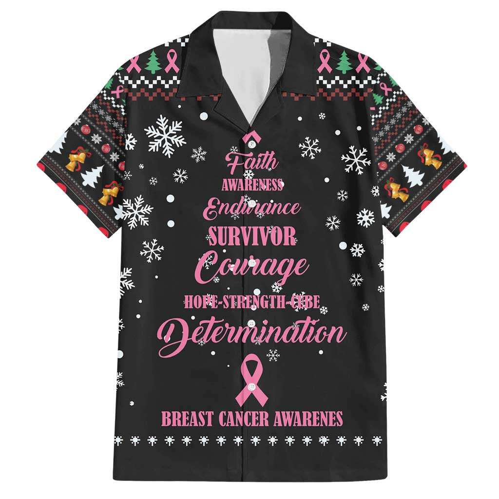 Christmas Tree Breast Cancer Family Matching Short Sleeve Bodycon Dress and Hawaiian Shirt Survivor - Wonder Print Shop