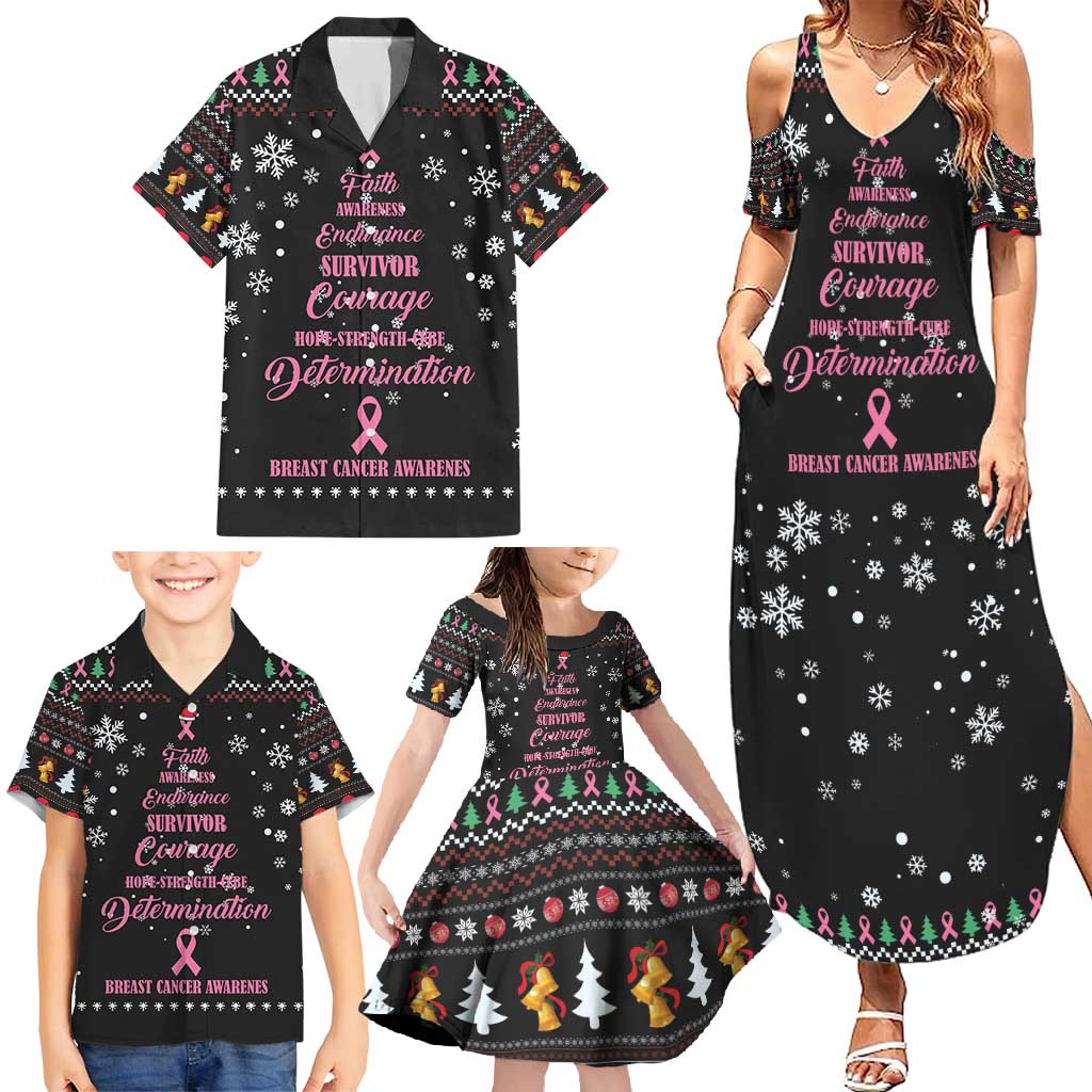 Christmas Tree Breast Cancer Family Matching Summer Maxi Dress and Hawaiian Shirt Survivor - Wonder Print Shop