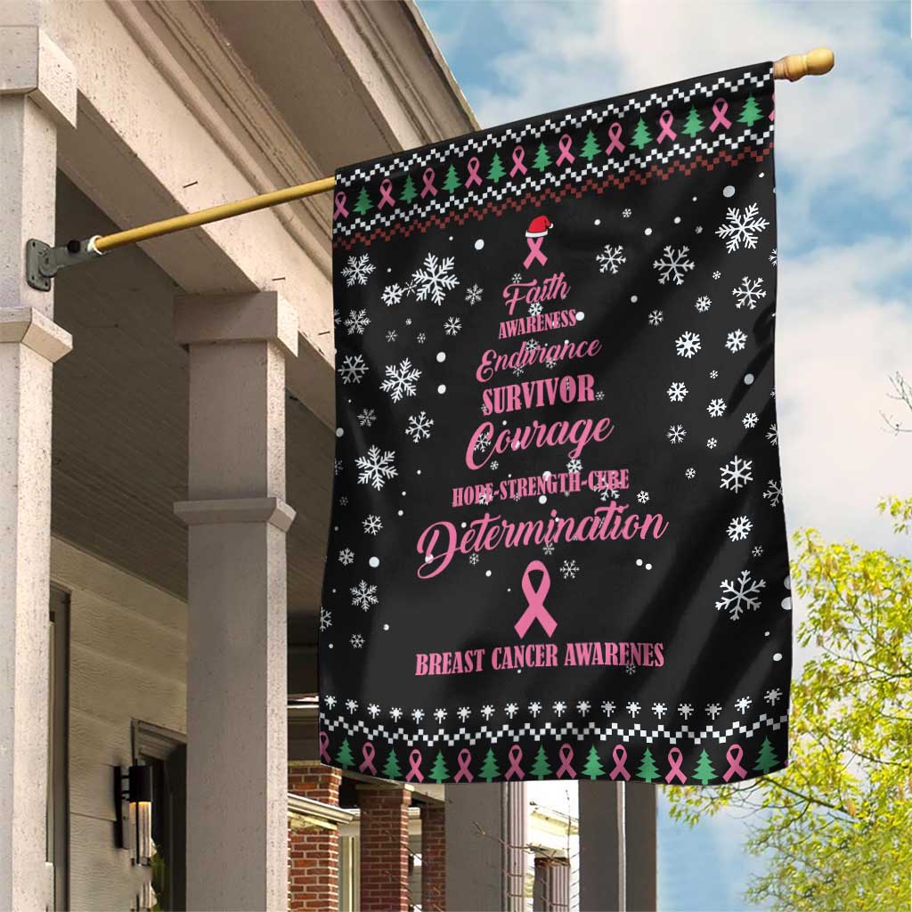 Christmas Tree Breast Cancer Garden Flag Survivor - Wonder Print Shop