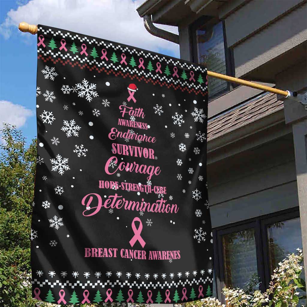 Christmas Tree Breast Cancer Garden Flag Survivor - Wonder Print Shop