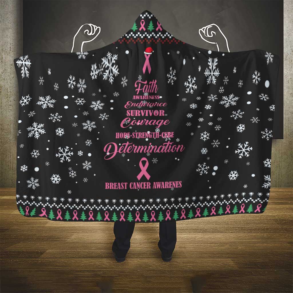 Christmas Tree Breast Cancer Hooded Blanket Survivor