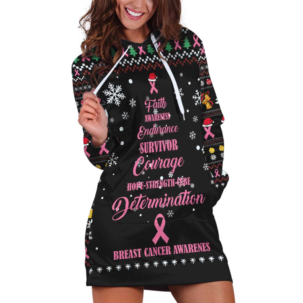 Christmas Tree Breast Cancer Hoodie Dress Survivor - Wonder Print Shop
