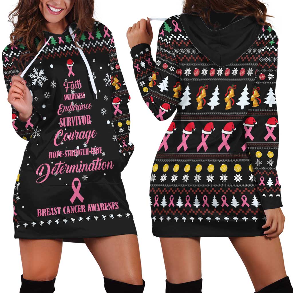 Christmas Tree Breast Cancer Hoodie Dress Survivor - Wonder Print Shop