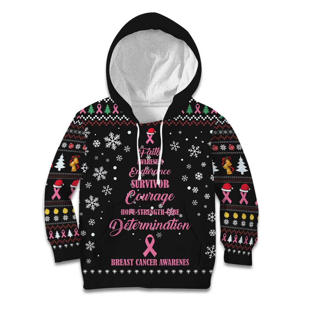 Christmas Tree Breast Cancer Kid Hoodie Survivor - Wonder Print Shop